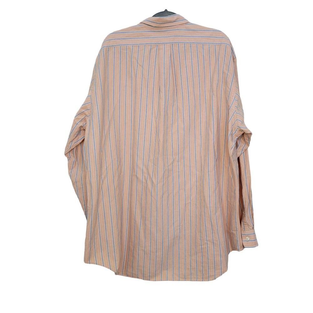 VNTG Ralph Lauren Classic Fit  Peach Orange/Blue Striped Polo Men's XXL - Picture 6 of 7
